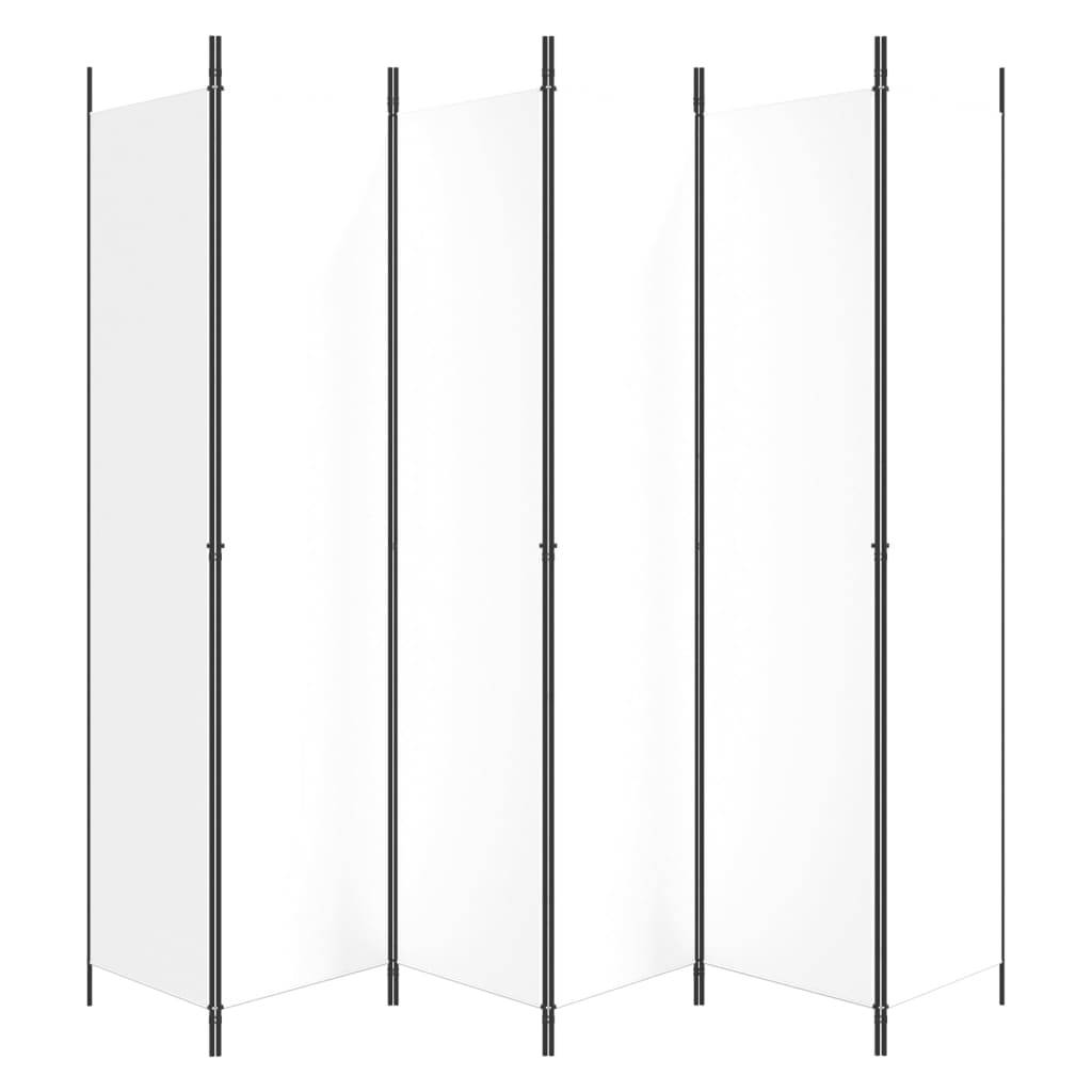vidaXL 6-tlg. Paravent Weiß 300x220 cm Stoff