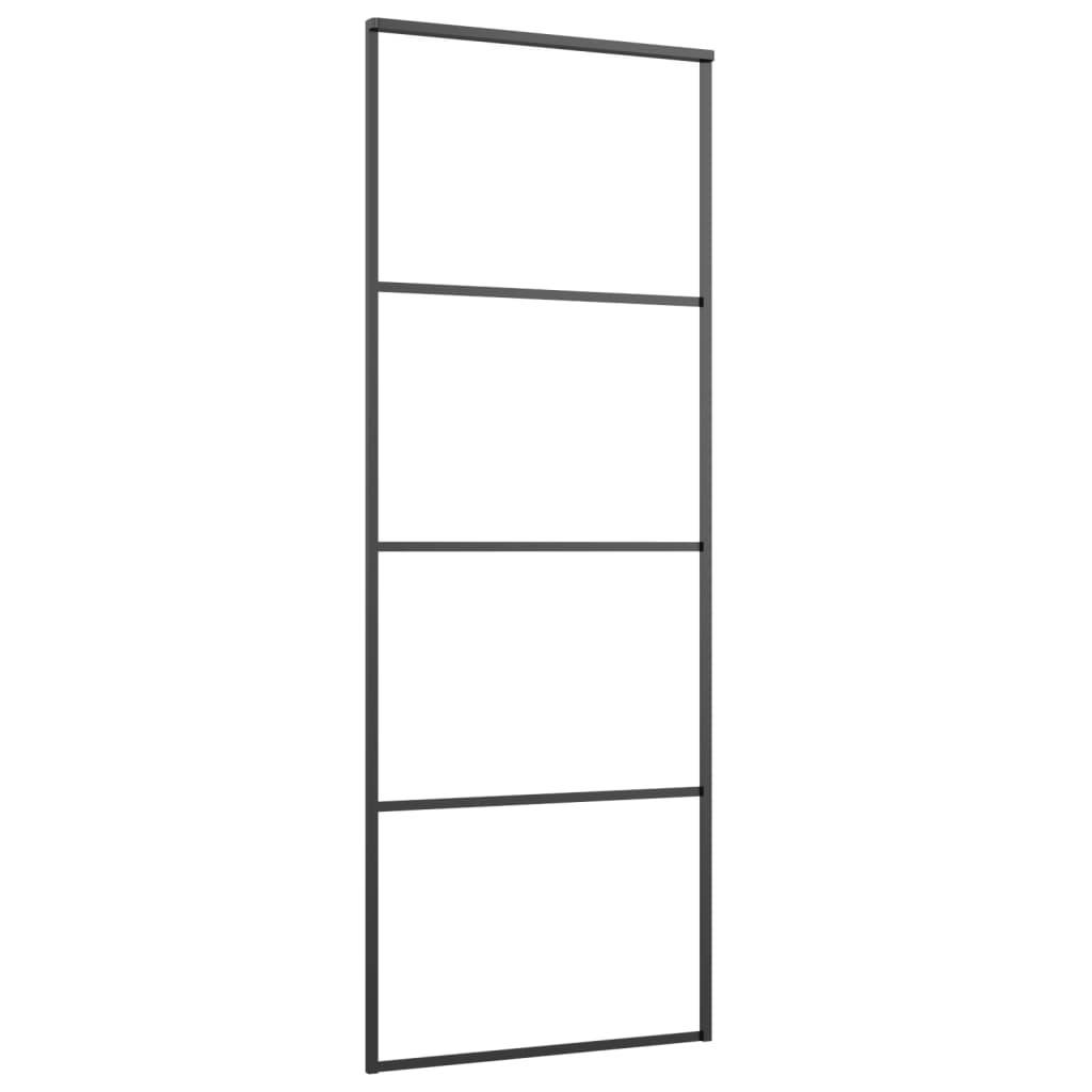 vidaXL Schiebetür Aluminium und ESG Glas 76x205 cm Schwarz