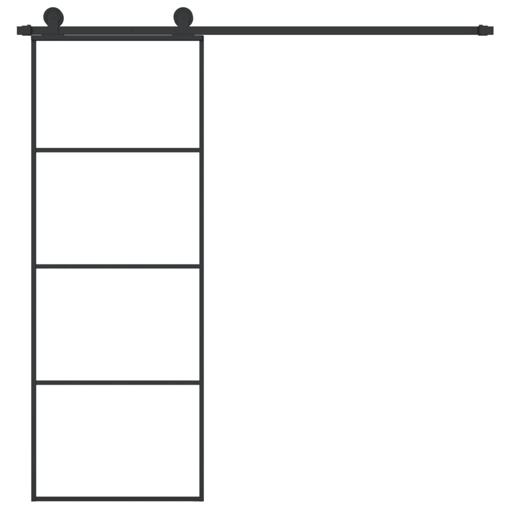 vidaXL Schiebetür mit Beschlag 76x205 cm ESG-Glas & Aluminium