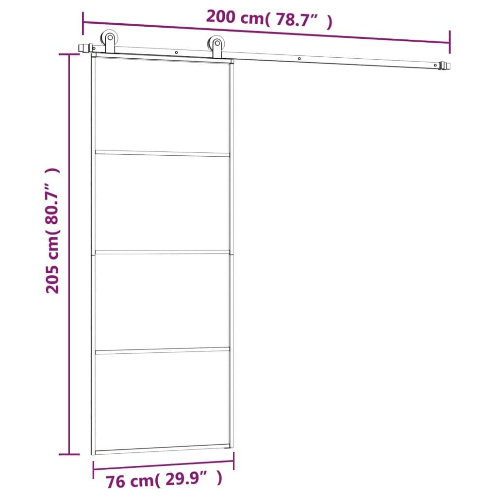 vidaXL Schiebetür mit Beschlag 76x205 cm ESG-Glas & Aluminium
