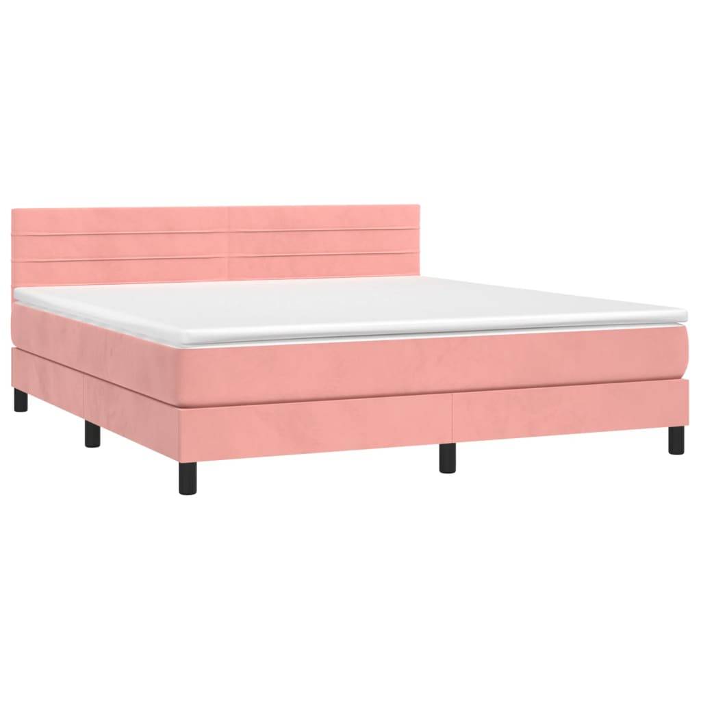 vidaXL Boxspringbett mit Matratze Rosa 160x200 cm Samt