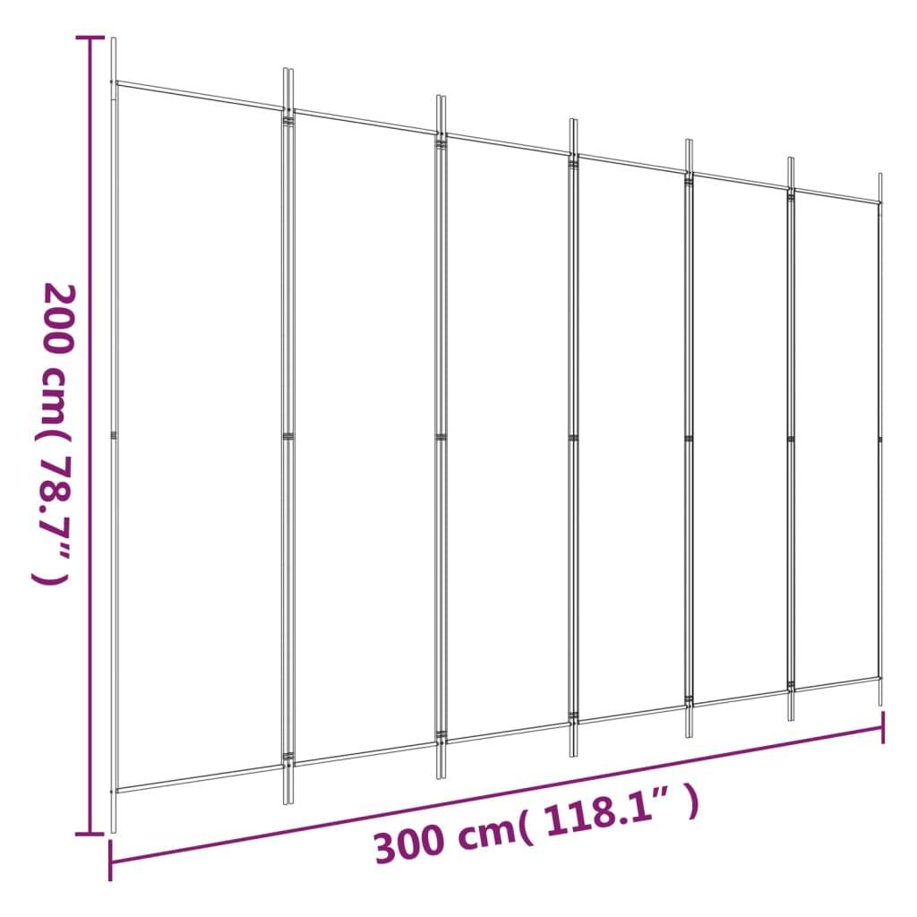 vidaXL 6-tlg. Paravent Weiß 300x200 cm Stoff