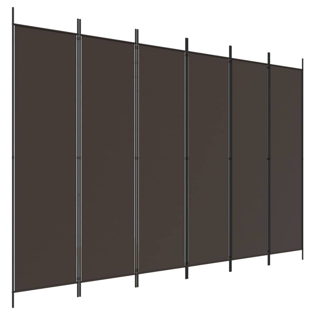 vidaXL 6-tlg. Paravent Braun 300x200 cm Stoff