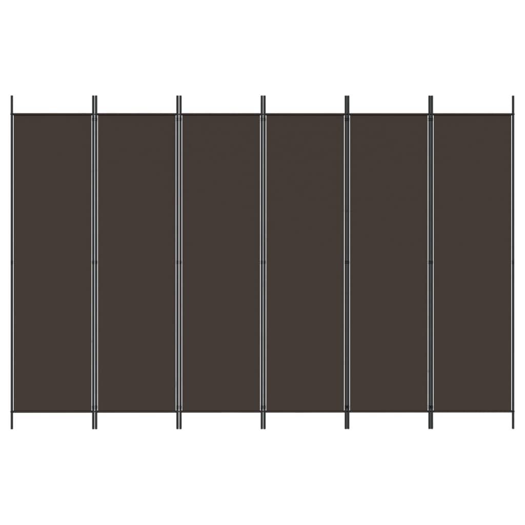 vidaXL 6-tlg. Paravent Braun 300x200 cm Stoff