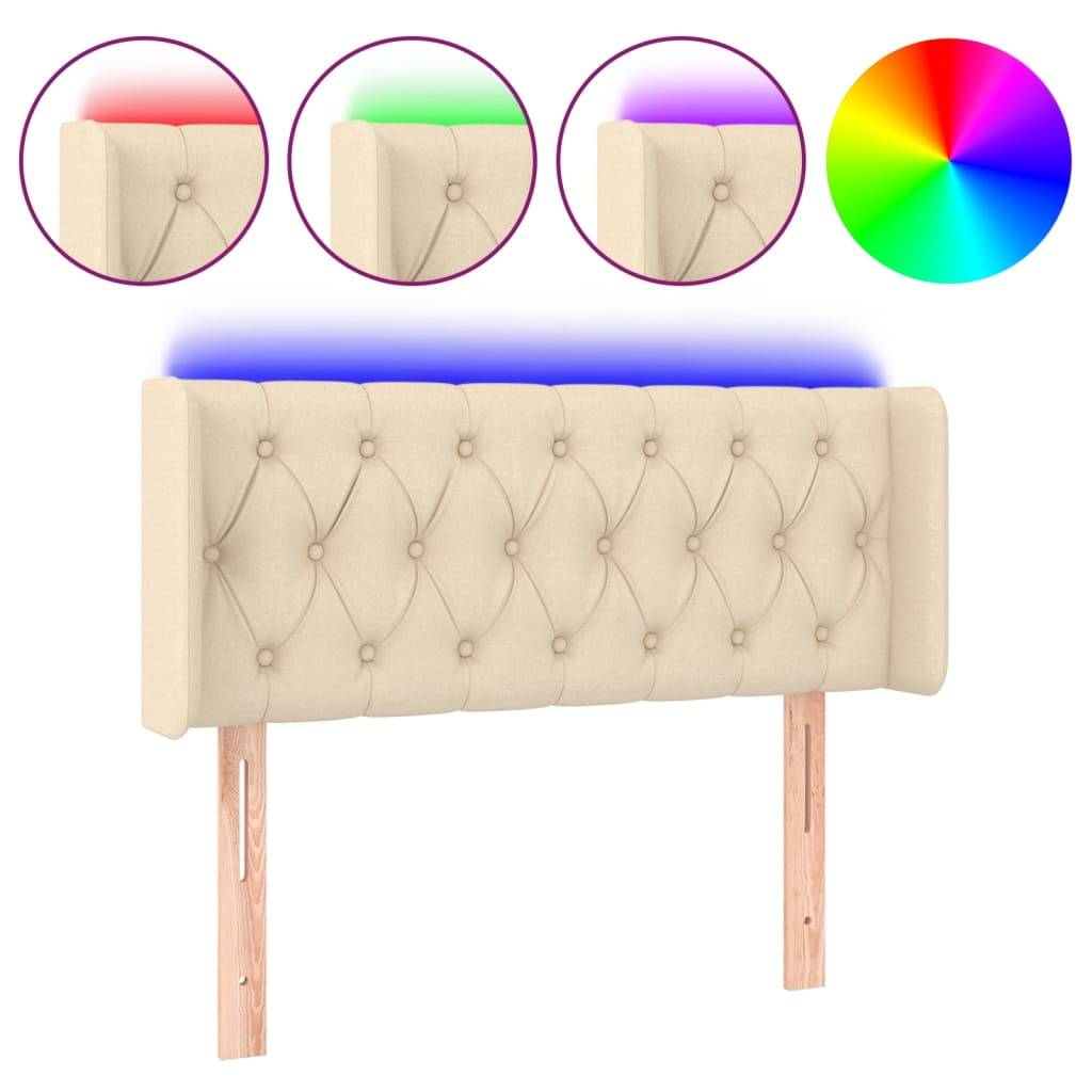 vidaXL LED Kopfteil Creme 93x16x78/88 cm Stoff
