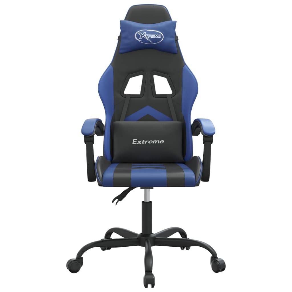 vidaXL Gaming-Stuhl Drehbar Schwarz und Blau Kunstleder