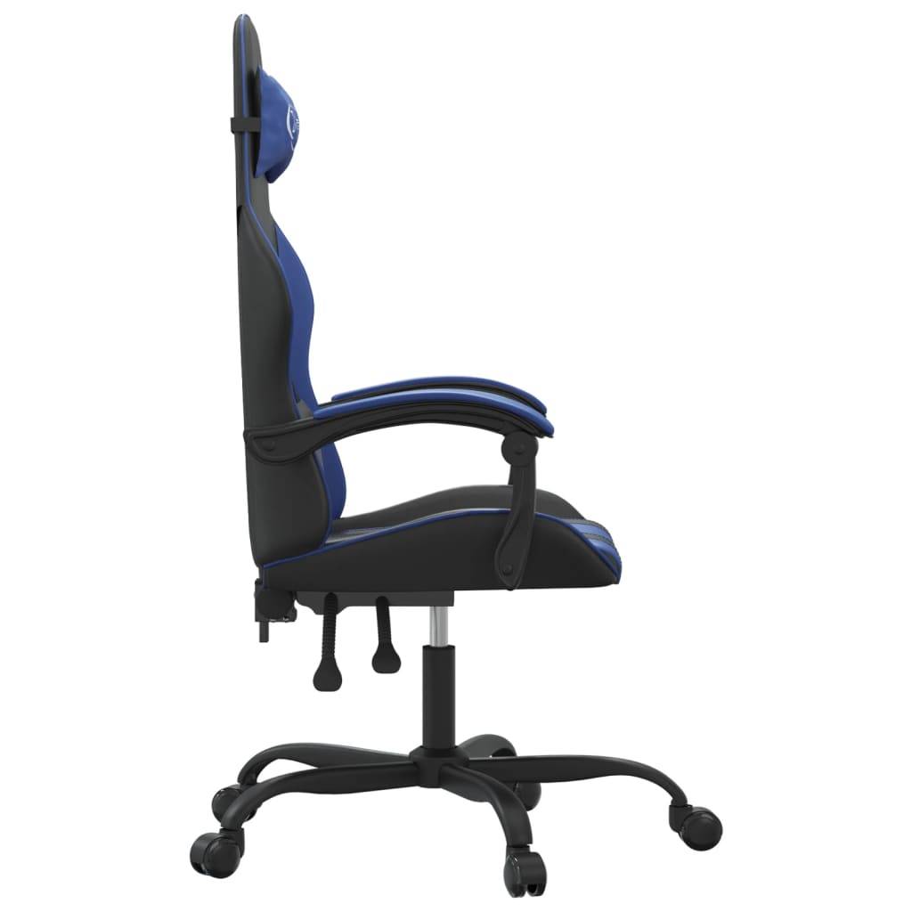 vidaXL Gaming-Stuhl Drehbar Schwarz und Blau Kunstleder