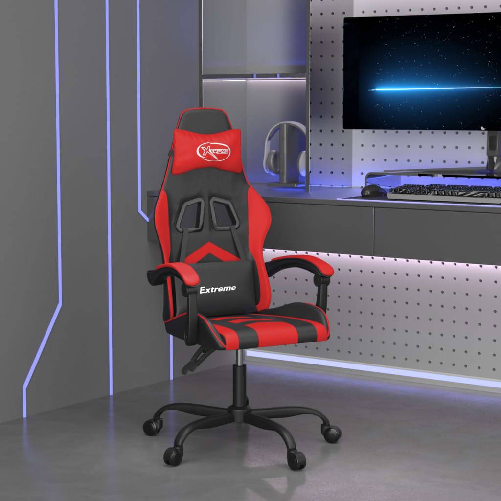 vidaXL Gaming-Stuhl Drehbar Schwarz und Rot Kunstleder