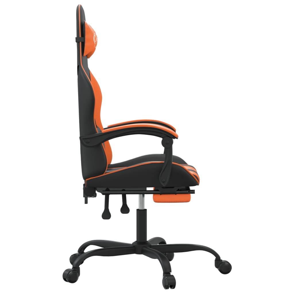 vidaXL Gaming-Stuhl mit Fußstütze Schwarz und Orange Kunstleder