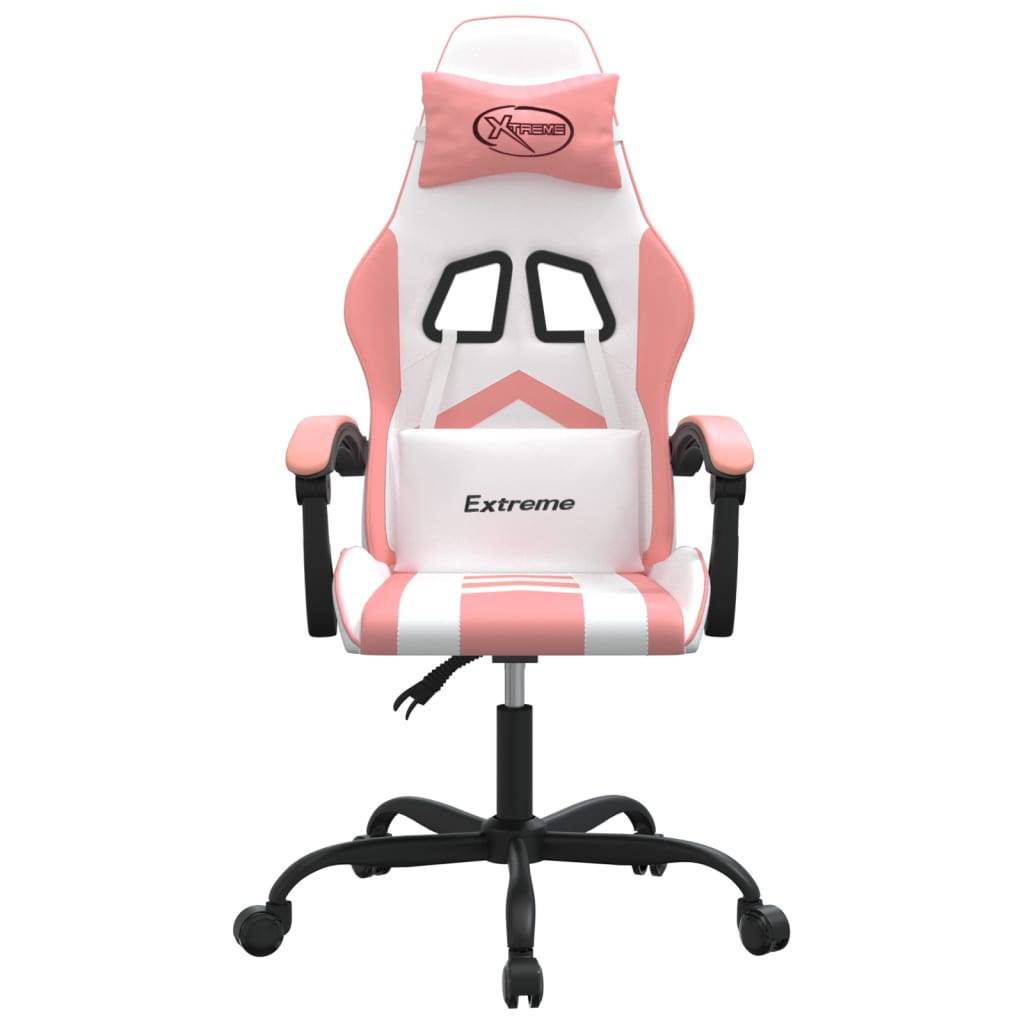 vidaXL Gaming-Stuhl Drehbar Weiß und Rosa Kunstleder