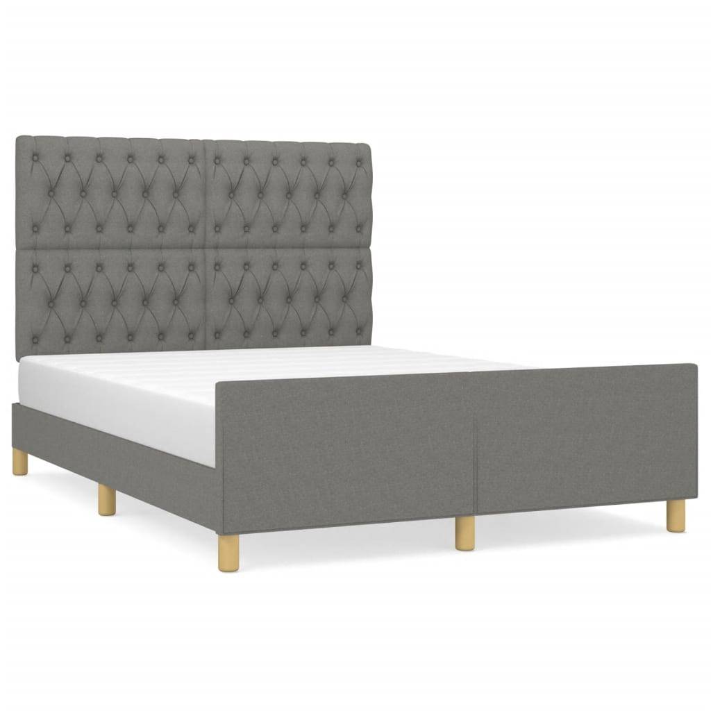 vidaXL Bettgestell ohne Matratze Dunkelgrau 140x190 cm Stoff