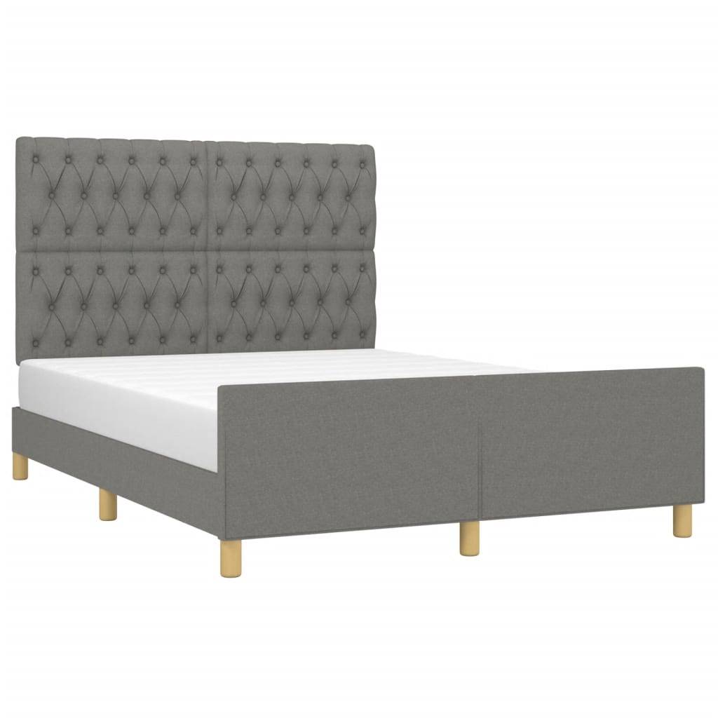 vidaXL Bettgestell ohne Matratze Dunkelgrau 140x190 cm Stoff