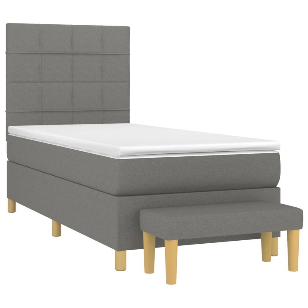 vidaXL Boxspringbett mit Matratze Dunkelgrau 90x190 cm Stoff
