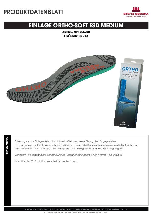 Einlage ORTHO-SOFT ESD Medium 40 Steitz Secura Z25700 40