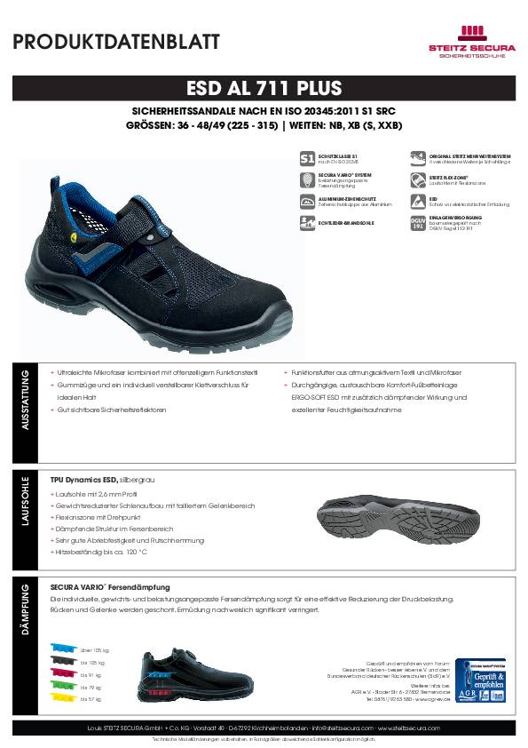 ESD Sicherheitssandale S1 Steitz Secura ESD AL 711 PLUS NB 41