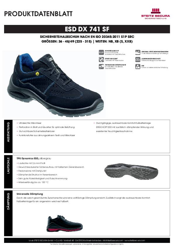 ESD Sicherheitshalbschuh S1P Steitz Secura ESD DX 741 SF XXB 41