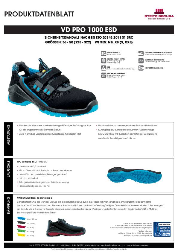 Steitz Sicherheitssandale S1, VD PRO 1000 ESD NB Größe 44