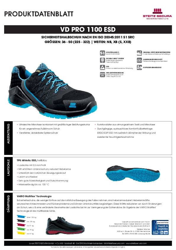 Steitz Sicherheitshalbschuh S1, VD PRO 1100 ESD NB Größe 44