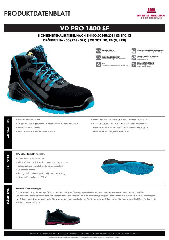 ESD Sicherheitshalbstiefel S3 Steitz Secura VD PRO 1800 SF NB 39