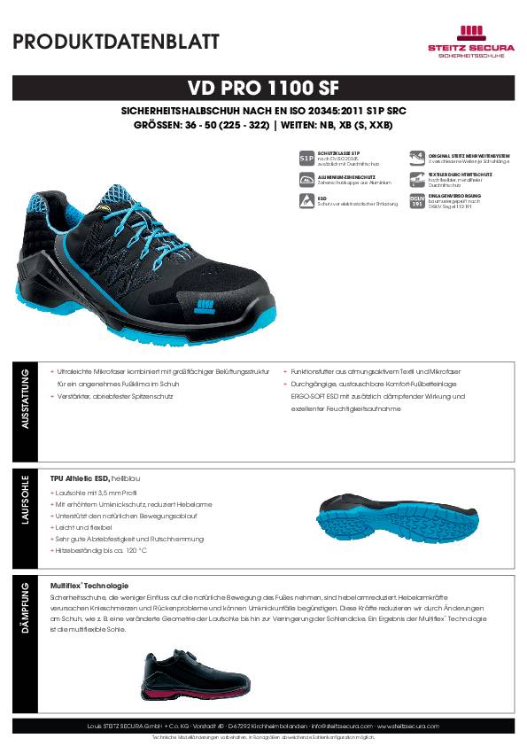 ESD Sicherheitshalbschuh S1P Steitz Secura VD PRO 1100 SF XB 45