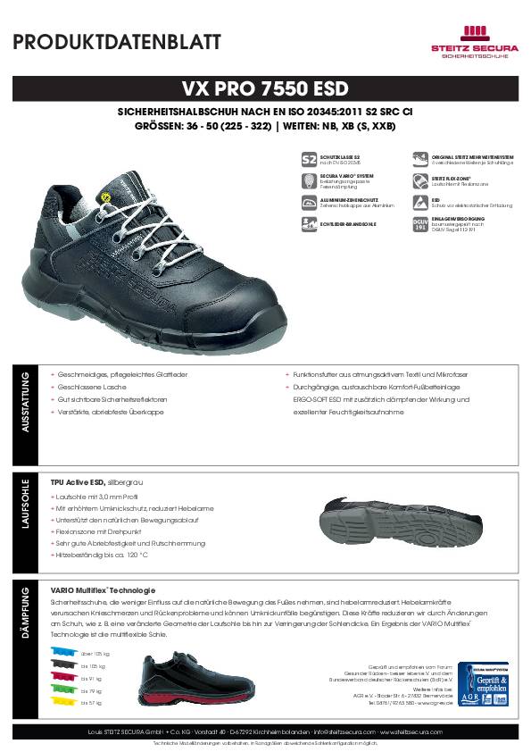 ESD Sicherheitshalbschuh S2 Steitz Secura VX PRO 7550 ESD NB 39