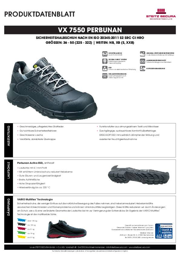 ESD Sicherheitshalbschuh S2 Steitz Secura VX 7550 PERBUNAN XXB 42
