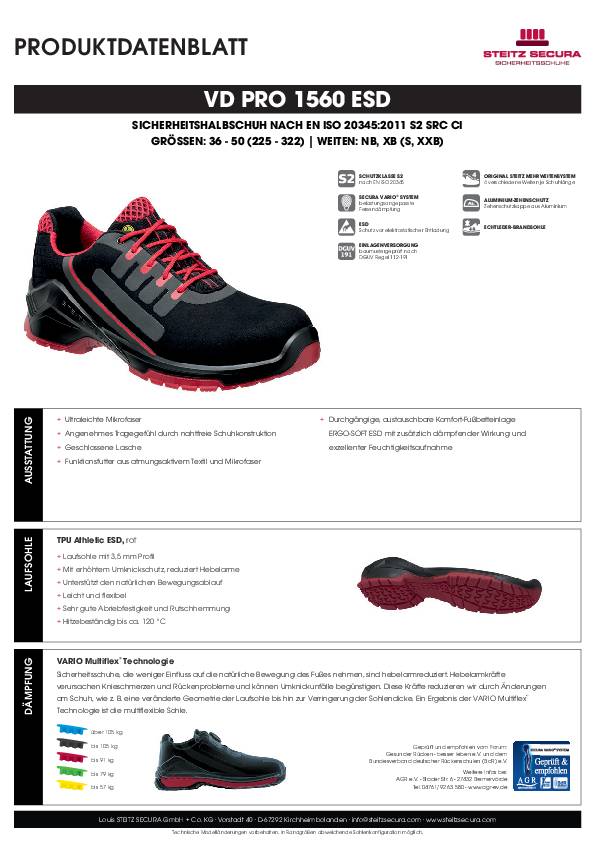 ESD Sicherheitshalbschuh S2 Steitz Secura VD PRO 1560 ESD NB 43