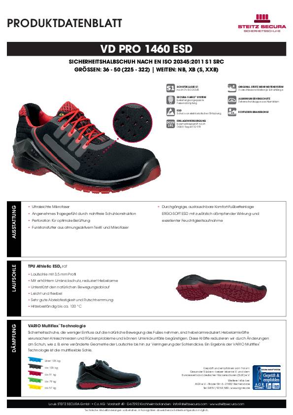 ESD Sicherheitshalbschuh S1 Steitz Secura VD PRO 1460 ESD NB 39