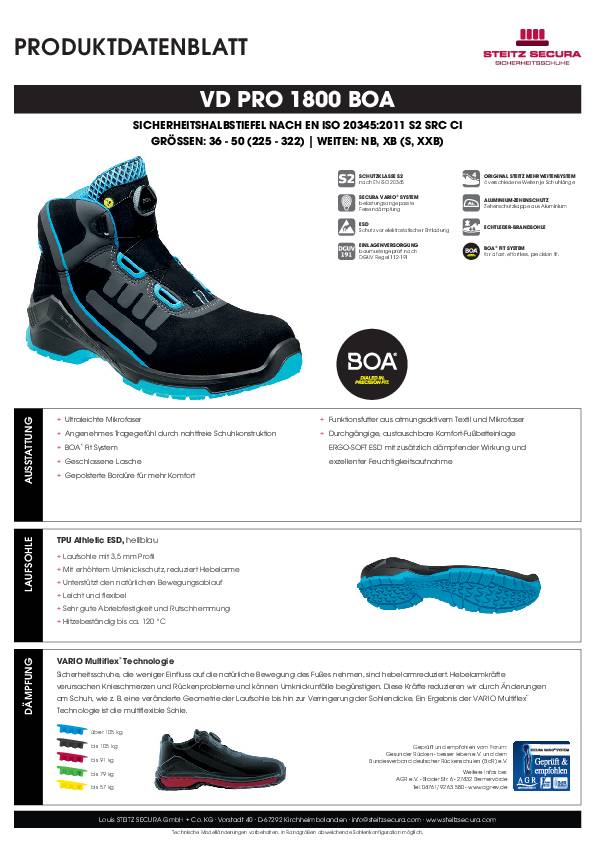 Steitz Sicherheitshalbstiefel S2, VD PRO 1800 BOA XB Größe 42