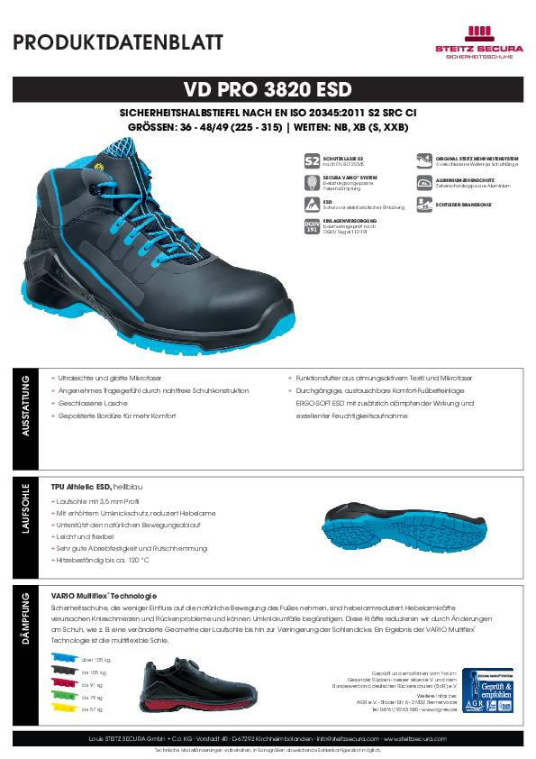 ESD Sicherheitshalbstiefel S2 Steitz Secura VD PRO 3820 ESD NB 42