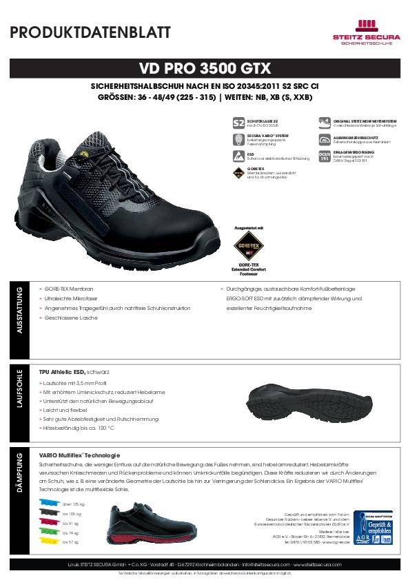 ESD Sicherheitshalbschuh S2 Steitz Secura VD PRO 3500 GTX XB 40