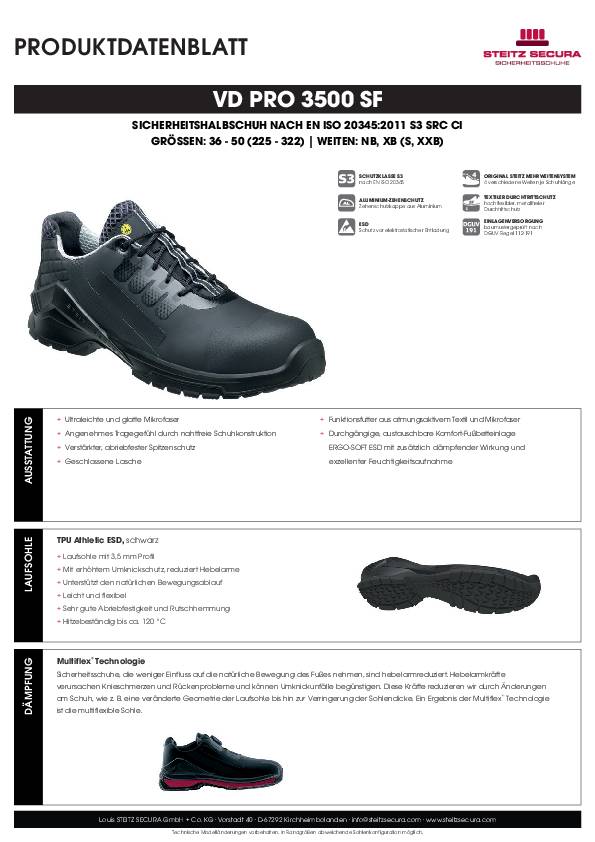 ESD Sicherheitshalbschuh S3 Steitz Secura VD PRO 3500 SF NB 44