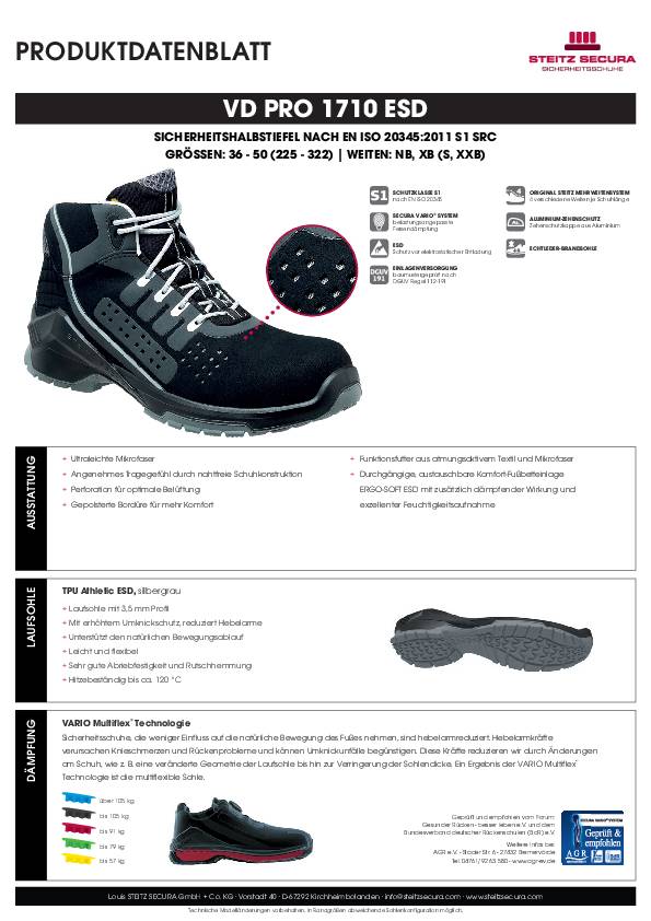 ESD Sicherheitshalbstiefel S1 Steitz Secura VD PRO 1710 ESD XB 39