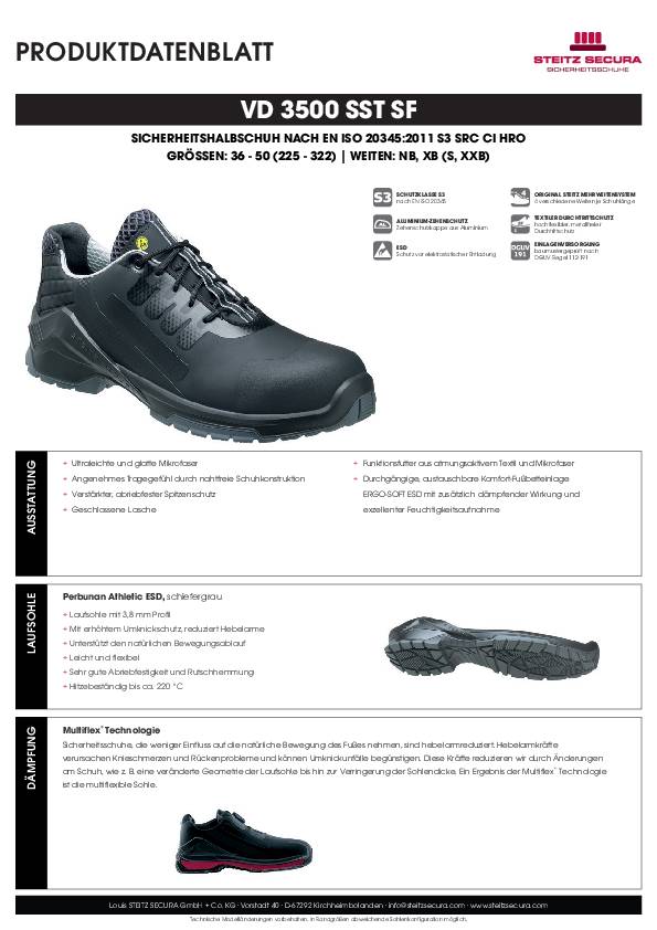 ESD Sicherheitshalbschuh S3 Steitz Secura VD 3500 SST SF XXB 40