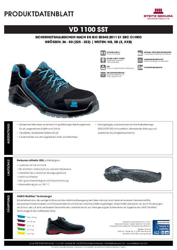 ESD Sicherheitshalbschuh S1 Steitz Secura VD 1100 SST NB 43