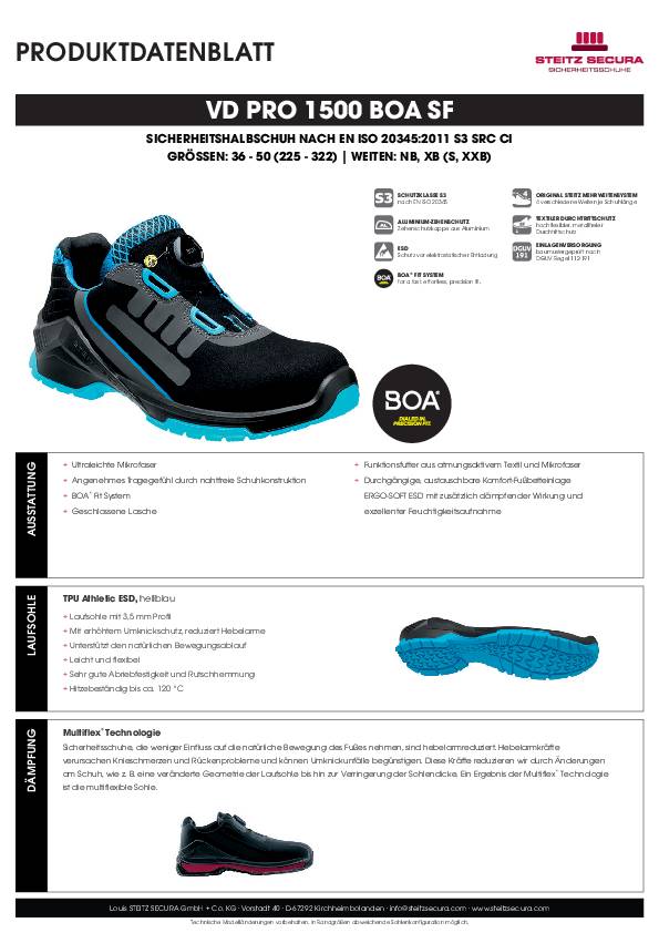 Steitz Sicherheitshalbschuh S3 VD PRO 1500 BOA SF XB Größe 44