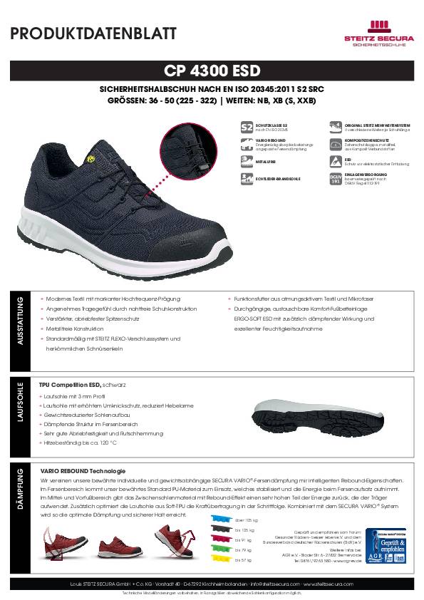 ESD Sicherheitshalbschuh S2 Steitz Secura CP 4300 ESD NB 37