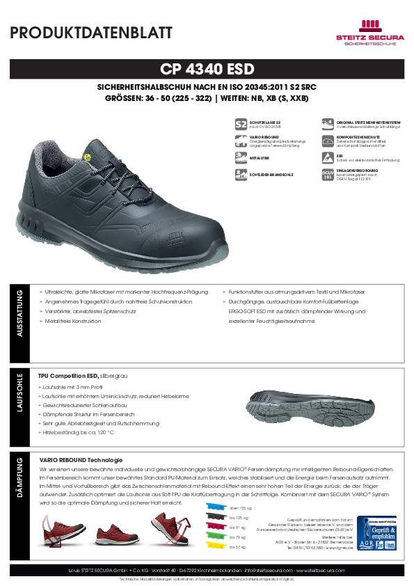 ESD Sicherheitshalbschuh S2 Steitz Secura CP 4340 ESD NB 43