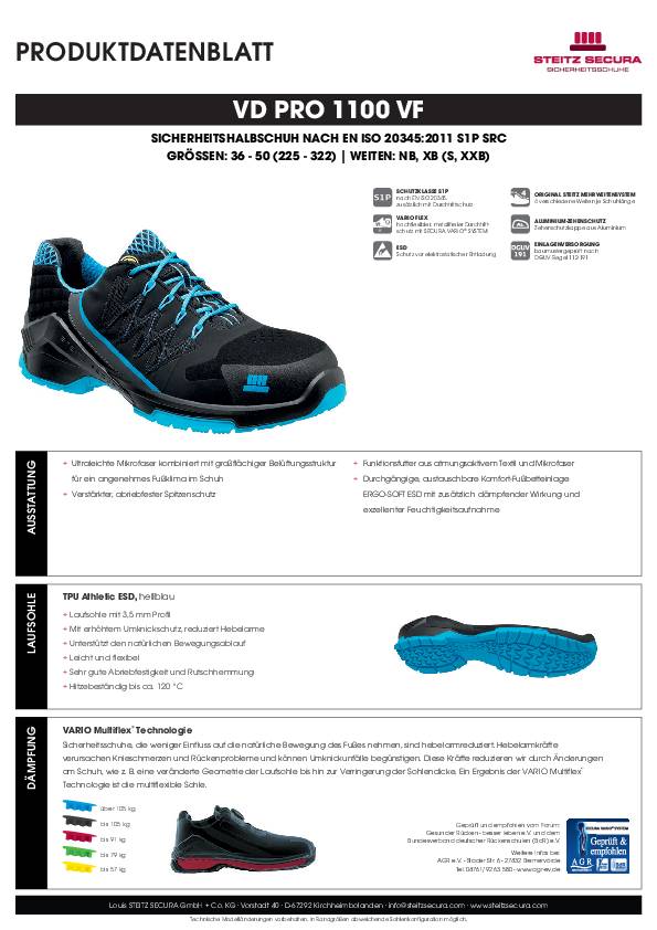 ESD Sicherheitshalbschuh S1P Steitz Secura VD PRO 1100 VF XB 45