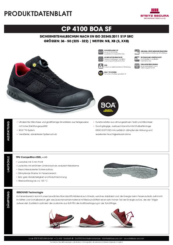 ESD Sicherheitshalbschuh S1P Steitz Secura CP 4100 BOA SF XB 45
