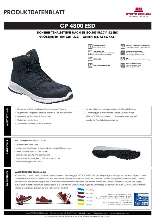 ESD Sicherheitshalbstiefel S2 Steitz Secura CP 4800 ESD NB 40