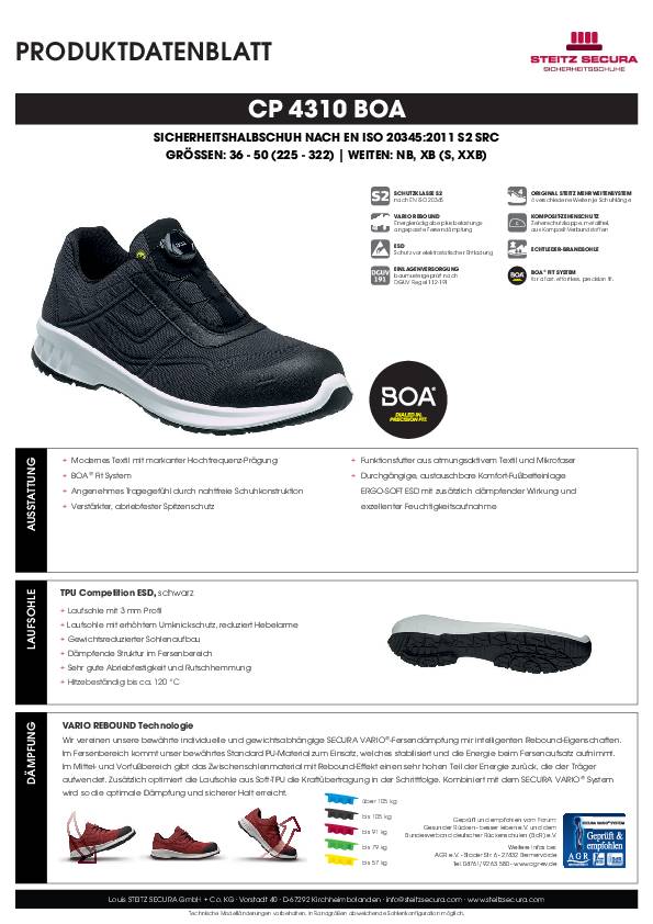 ESD Sicherheitshalbschuh S2 Steitz Secura CP 4310 BOA NB 44