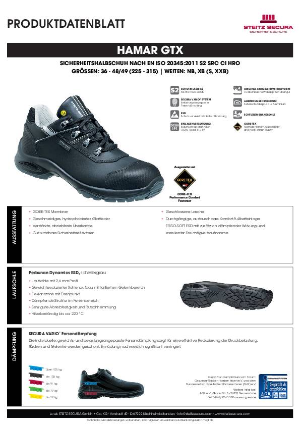 ESD Sicherheitshalbschuh S2 Steitz Secura HAMAR GTX XB 43