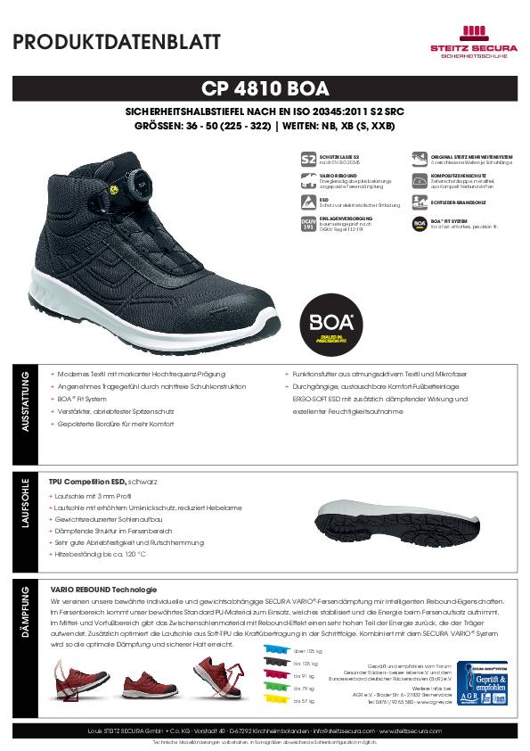 ESD Sicherheitshalbstiefel S2 Steitz Secura CP 4810 BOA NB 46