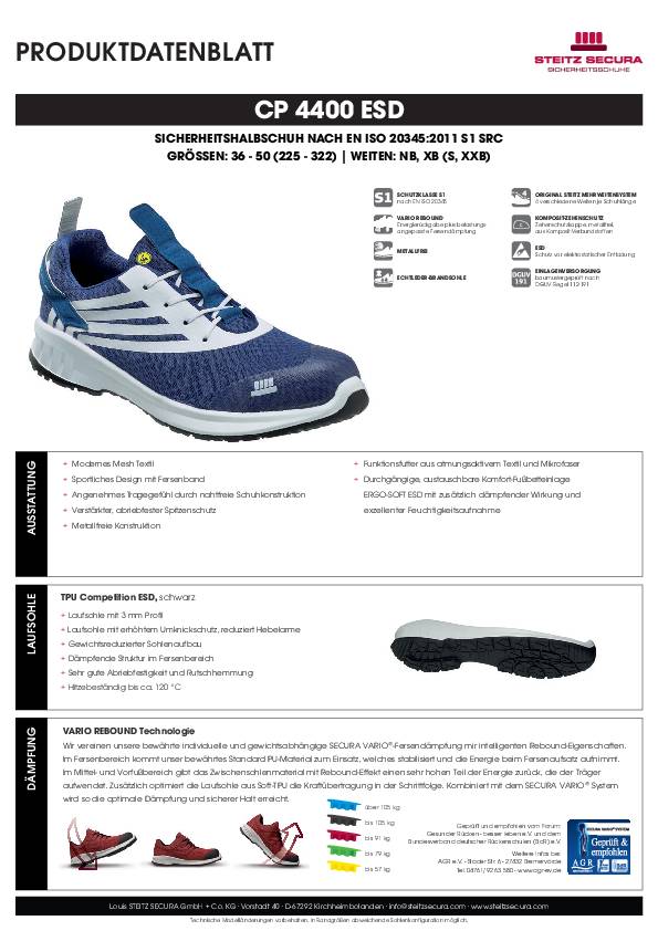 ESD Sicherheitshalbschuh S1 Steitz Secura CP 4400 ESD NB 48/49