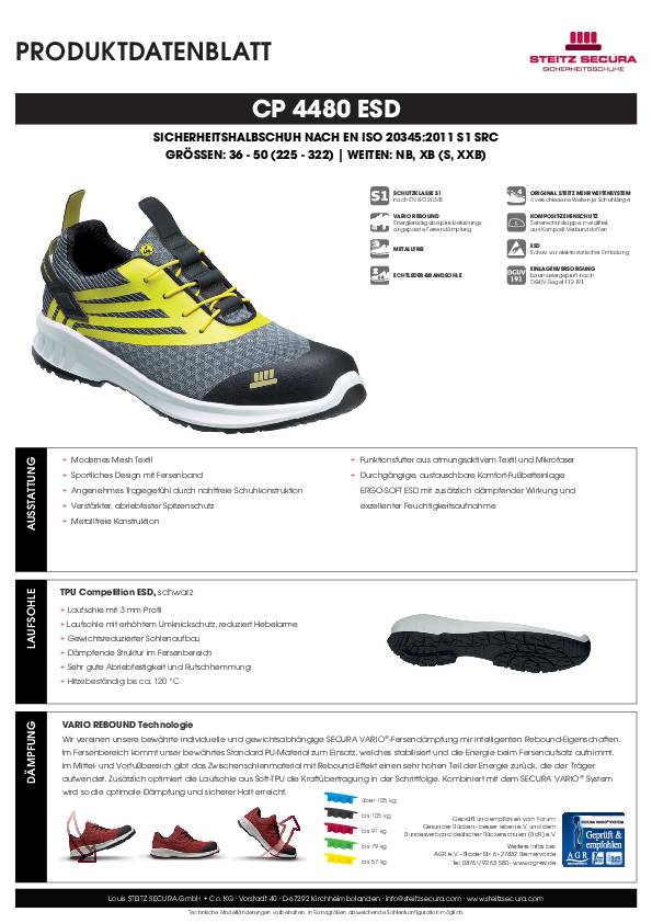 ESD Sicherheitshalbschuh S1 Steitz Secura CP 4480 ESD NB 47