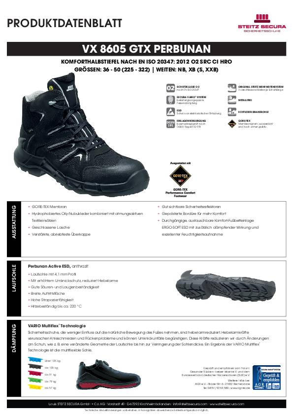 ESD Berufshalbstiefel O2 Steitz Secura VX 8605 GTX PERB NB 38
