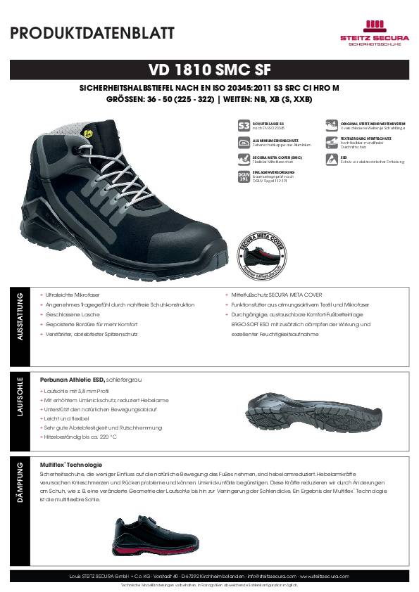 ESD Sicherheitshalbstiefel S3 Steitz Secura VD 1810 SMC SF NB 37