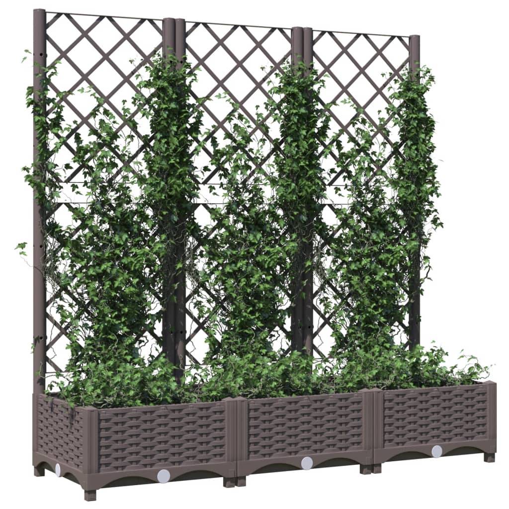 vidaXL Pflanzkübel mit Rankgitter Braun 120x40x121,5 cm PP