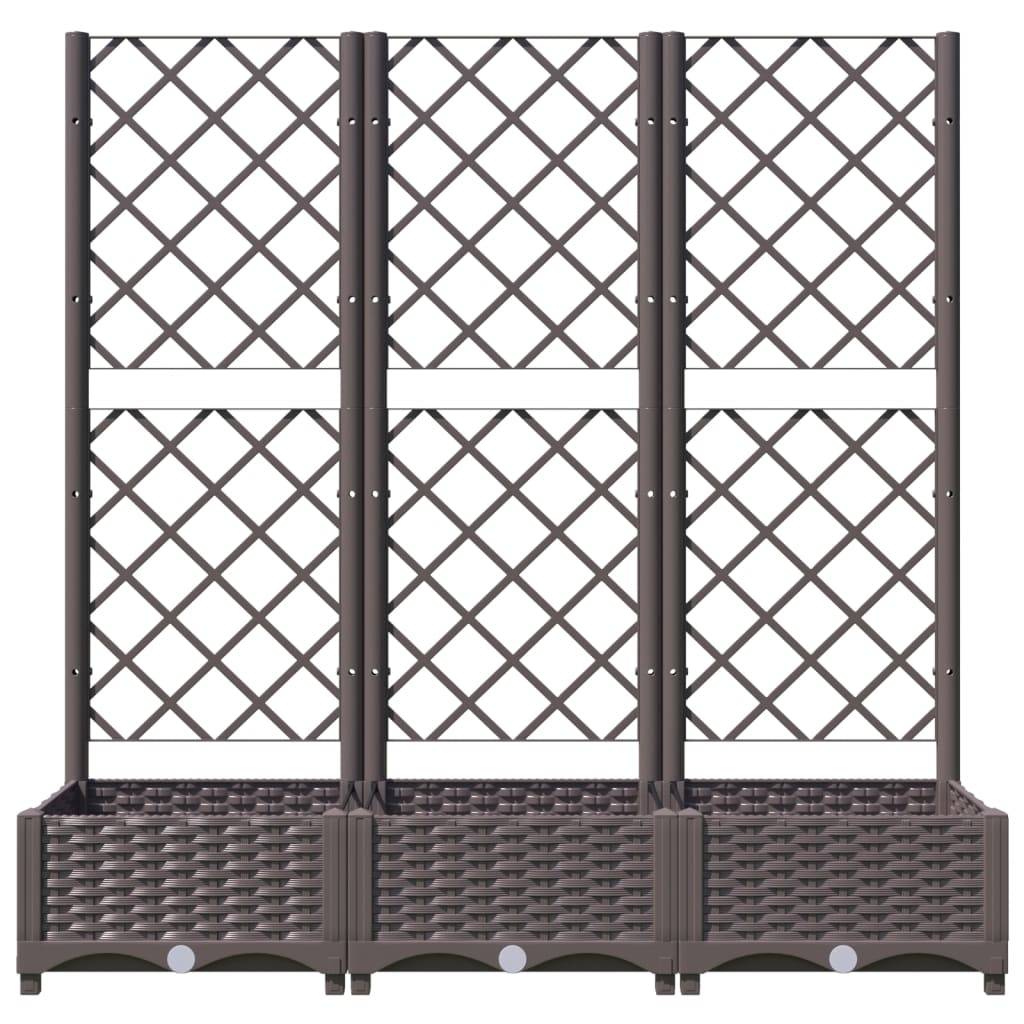 vidaXL Pflanzkübel mit Rankgitter Braun 120x40x121,5 cm PP